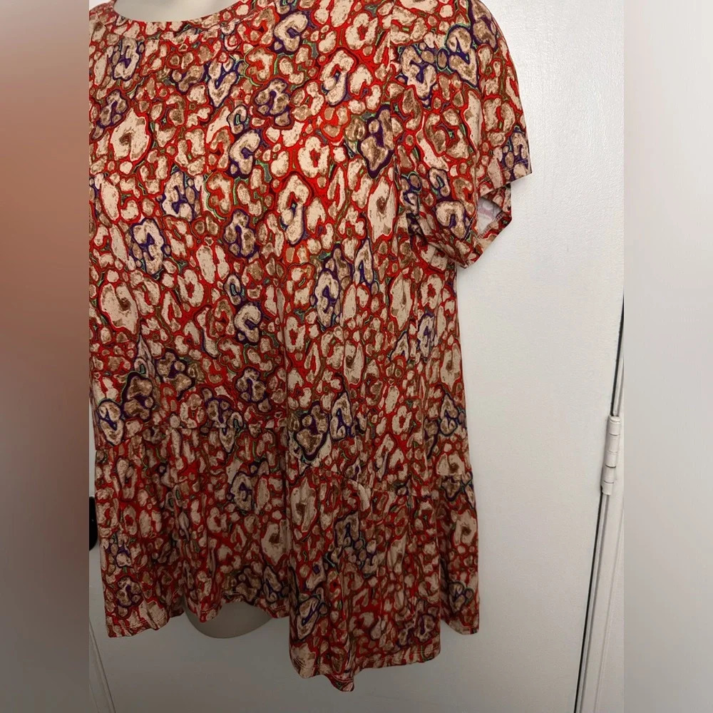 LOGO by Lori Goldstein Animal Print super soft ruffle top size L #1477 - Picture 7 of 10